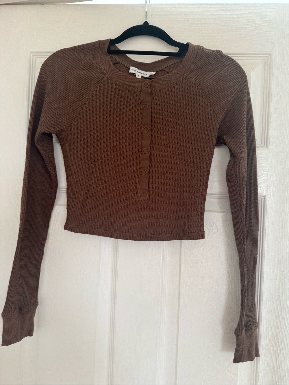 Good American Waffle Henley Long-Sleeve